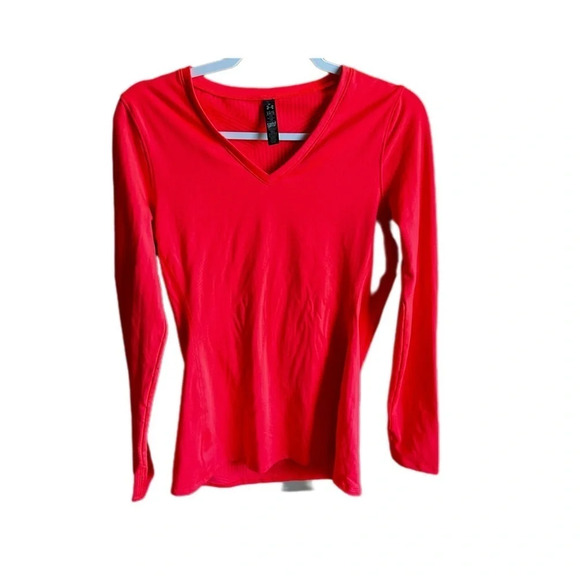 Under Armour Cold Gear Large Neon Pink Long‎ Sleeve V Neck Shirt​ - Picture 3 of 6